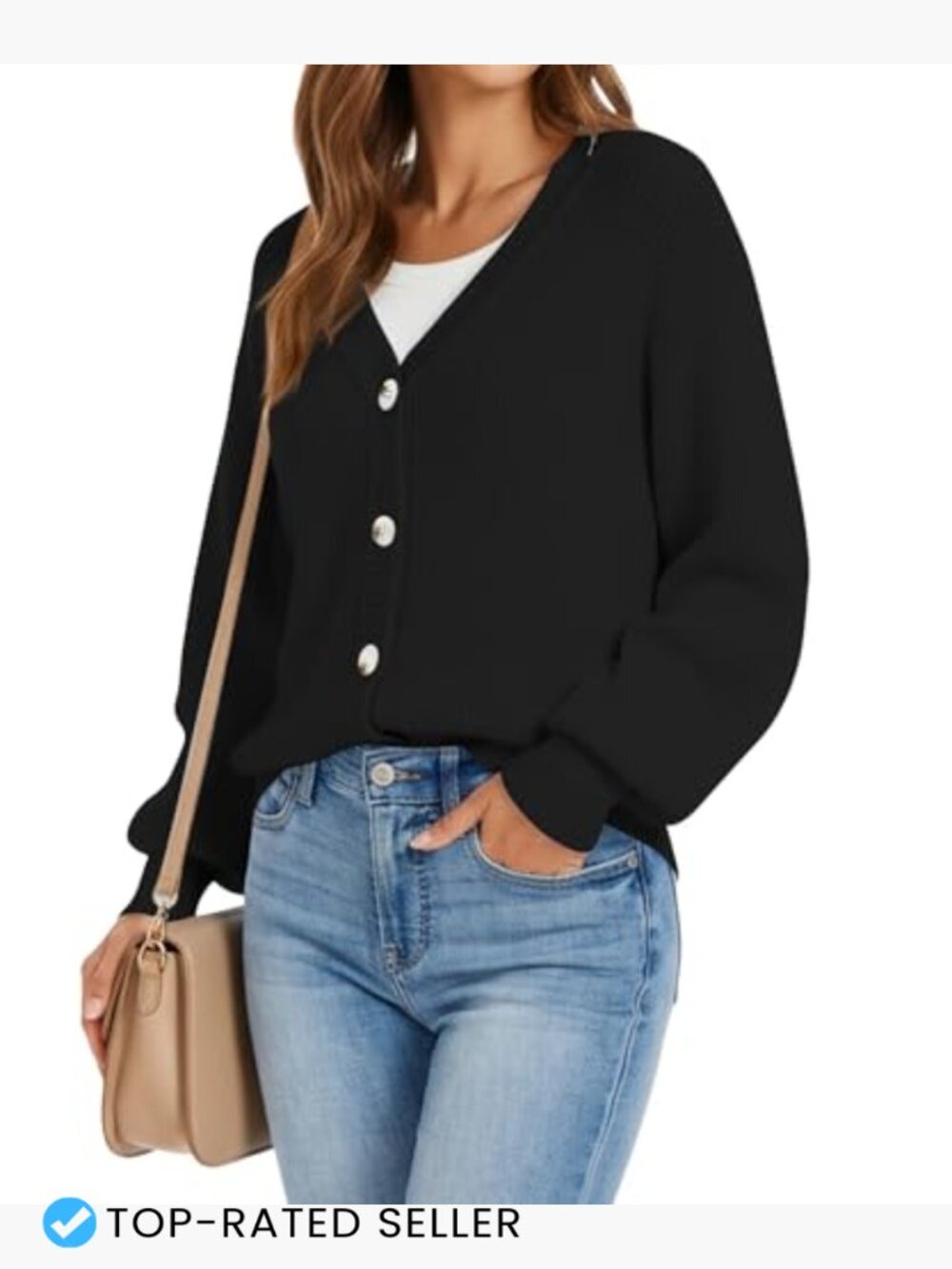 Open Front Cardigan Sweater Chunky Knit Loose Button Down Fall Outerwear - Picture 4 of 7